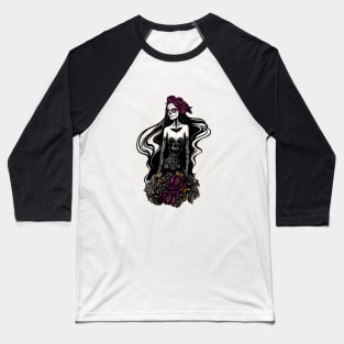 Lady skull, sugar skull, dark, catrina, skeletons lovers, cool skulls, bones, gothic floral lady Baseball T-Shirt